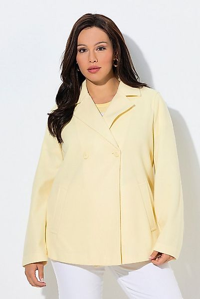 Ulla Popken Sommerjacke Fleece-Cabanjacke A-Linie Reverskragen Langarm günstig online kaufen