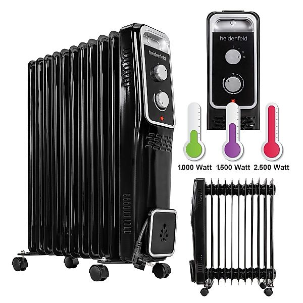 Heidenfeld Ölradiator Mobiler Elektro Heizkörper ÖR100 günstig online kaufen