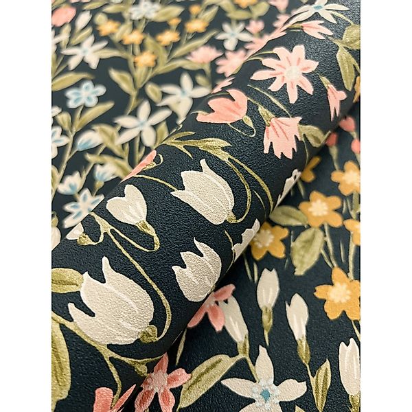 Newroom Vliestapete Melita Dark Blue Blumen Floral günstig online kaufen