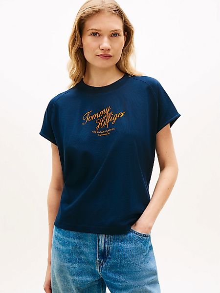 Tommy Hilfiger Kurzarmshirt "SEASONAL SCRIPT CAP SLV TEE" mit Raglanärmeln, günstig online kaufen