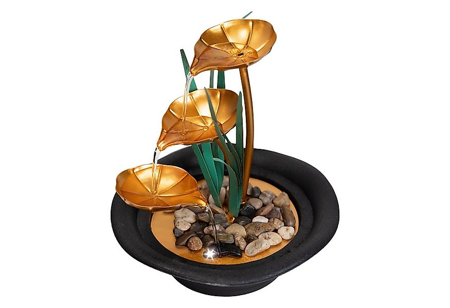 Lemodo Zimmerbrunnen Dekobrunnen mit Metallblätter, 3 Stufen, 23 cm Breite günstig online kaufen