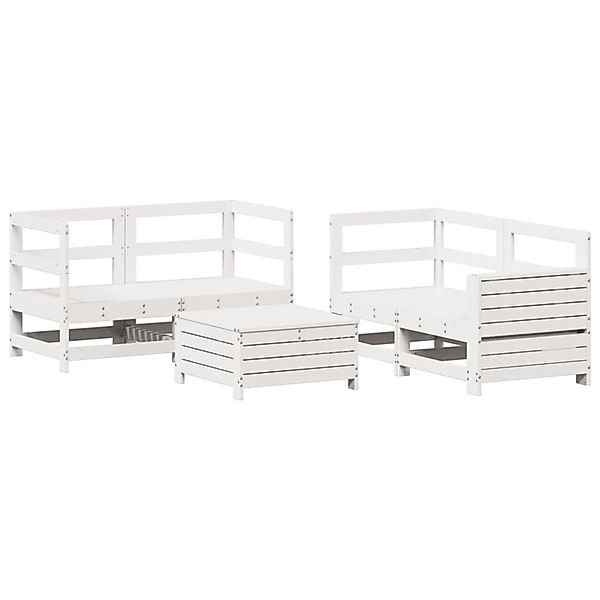 vidaXL 5-Tlg Garten-Sofagarnitur Weiß Massivholz Kiefer 3250813 günstig online kaufen