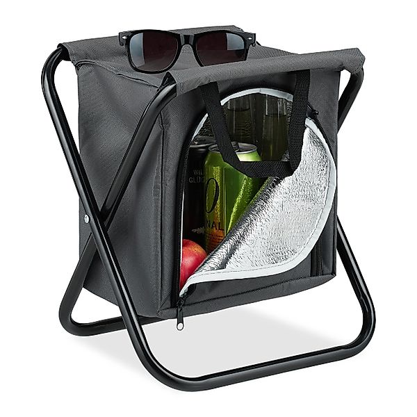 relaxdays Campinghocker mit Kühltasche, Grau günstig online kaufen