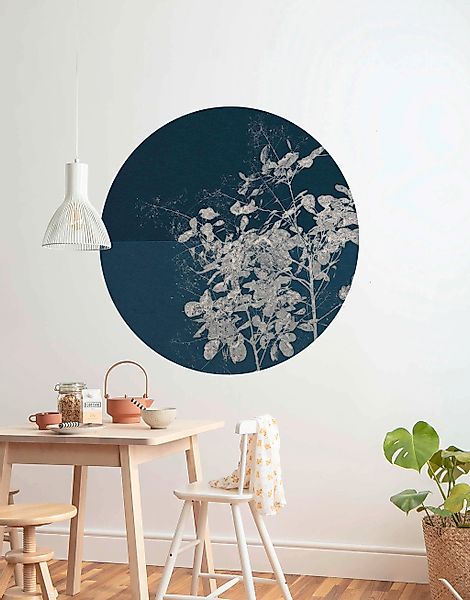 Sanders & Sanders Selbstklebende Runde Tapete Zweig Dunkelblau Ø 125 cm 611 günstig online kaufen