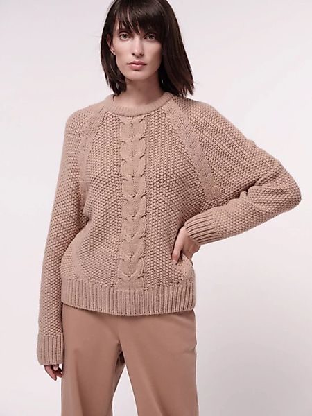 Pullover Mit Zopfmuster Aus Bio-schurwolle Und Bio-baumwolle günstig online kaufen