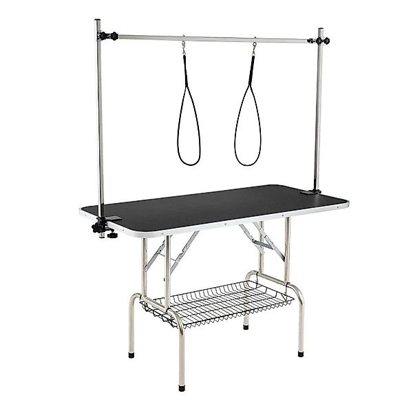 Costway Hundepflegetisch Klappbar Trimmtisch mit Netzkorb Schwarz günstig online kaufen