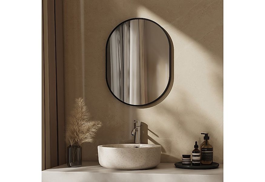 EMKE Spiegel Ovaler Badezimmerspiegel Schwarzer Rahmen Wandspiegel, Vertika günstig online kaufen