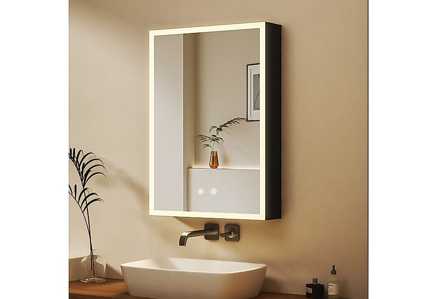 WDWRITTI Spiegelschrank Schwarz mit beleuchtung 3Lichtmodi günstig online kaufen