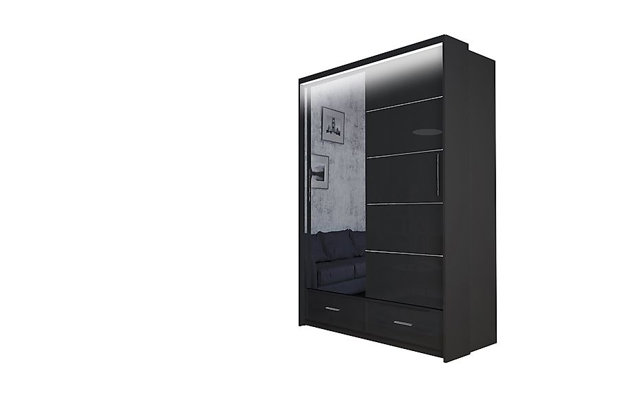MOEBLO Kleiderschrank Cylia (Schwebetüren, grau/schwarz/weiß Schwebetürensc günstig online kaufen
