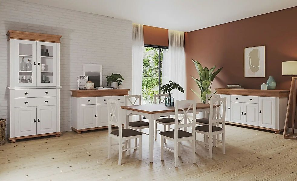 Vitrine  aus Massivholz Fehmarn ¦ Maße (cm): B: 100,7 H: 220 T: 46.3 Schrän günstig online kaufen
