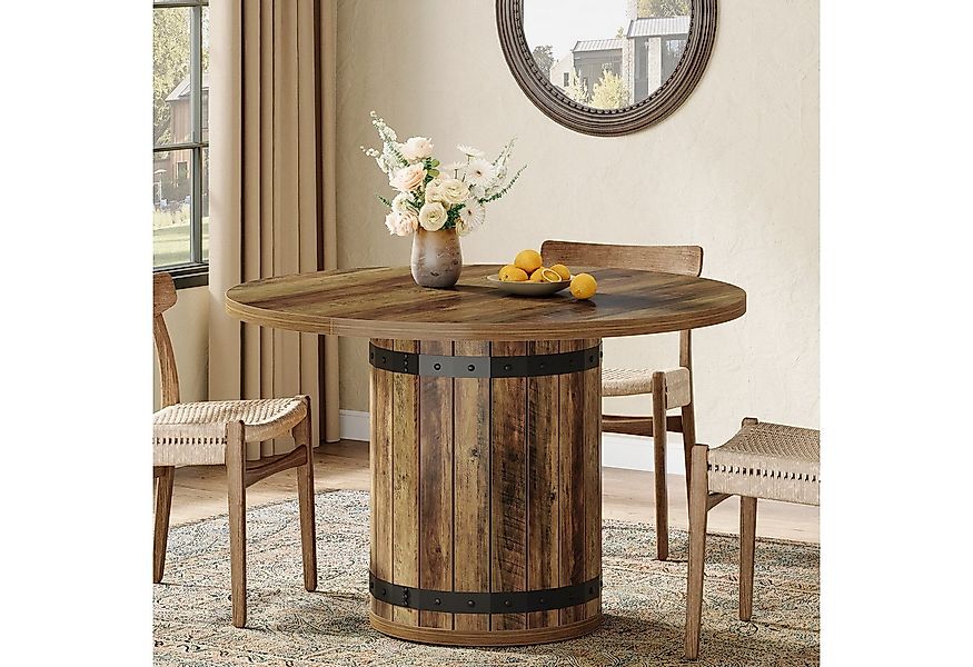 Tribesigns Esstisch 100 cm Runder Esstisch für 4 Personen, mit Zaunsockel, günstig online kaufen