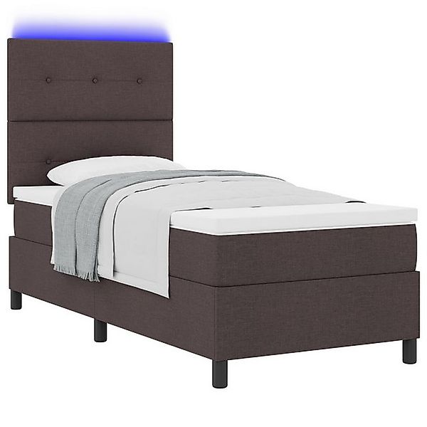 vidaXL Bett Boxspringbett mit Matratze & LED Dunkelbraun 90x200 cm Stoff (1 günstig online kaufen