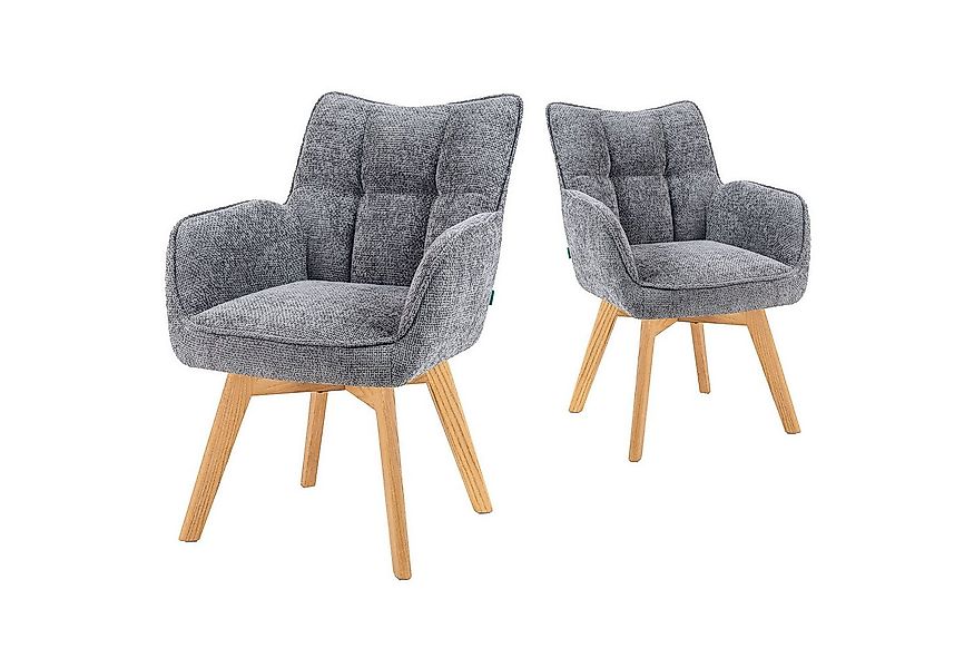 DUBI Möbel Polsterstuhl Mika-Theo 2er-Set, Federkern, Eiche geölt, 360° dre günstig online kaufen