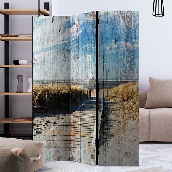 Beidseitig bedruckter Paravent blickdicht Vintage Look günstig online kaufen