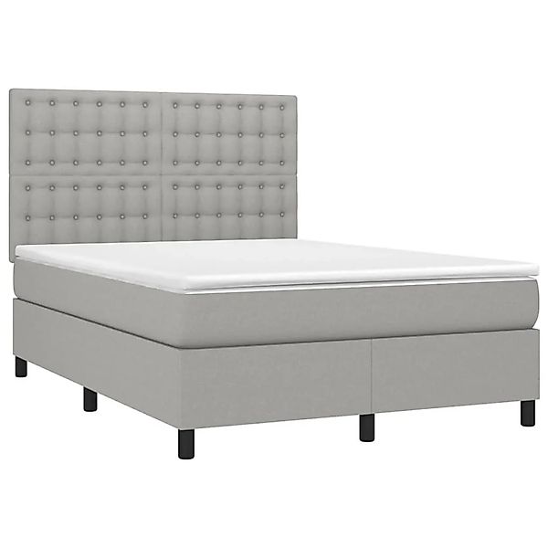vidaXL Boxspringbett mit Matratze Hellgrau 140x190 cm Stoff 3142089 günstig online kaufen