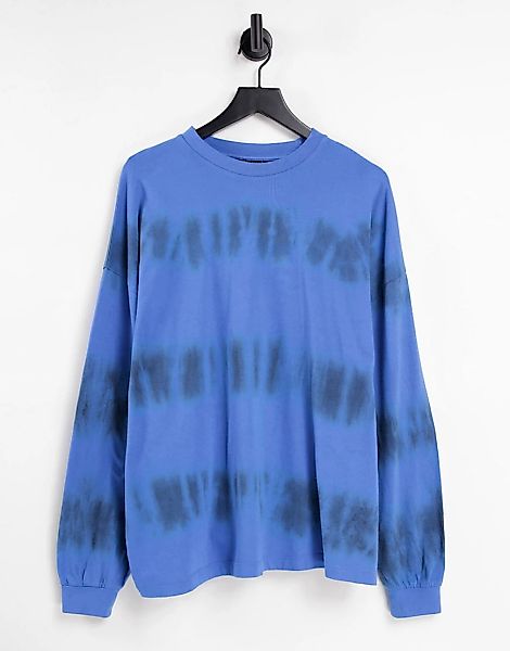ASOS DESIGN – Langärmliges Oversize-Shirt in Schwarz und Blau mit gestreift günstig online kaufen
