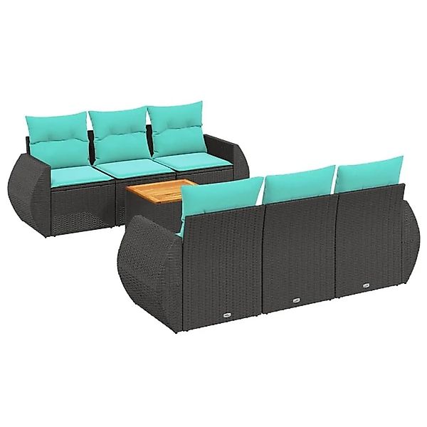 vidaXL 7-Tlg Gartensofa-Set mit Kissen Schwarz Polyrattan 3224895 günstig online kaufen