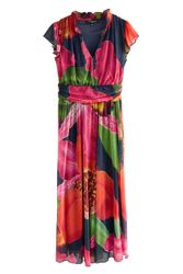 Next Midikleid Plissiertes Mesh-Midikleid mit V-Ausschnitt günstig online kaufen