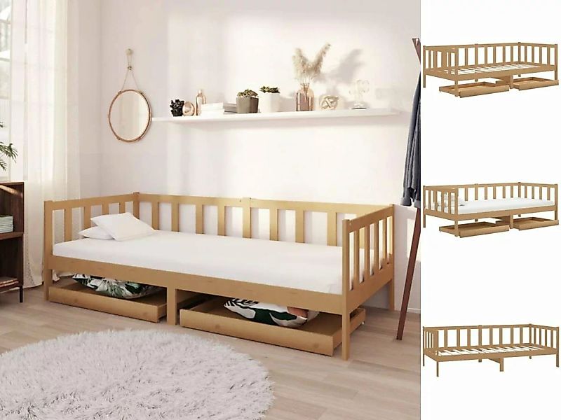 vidaXL Bettgestell Tagesbett Gästebett mit Schubladen Honigbraun 90x200 cm günstig online kaufen