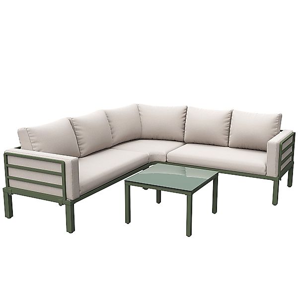 Gartenmöbel-Set 4-5 Sitzplätze, 1 Couchtisch aus gehärtetem Glas, bequeme S günstig online kaufen