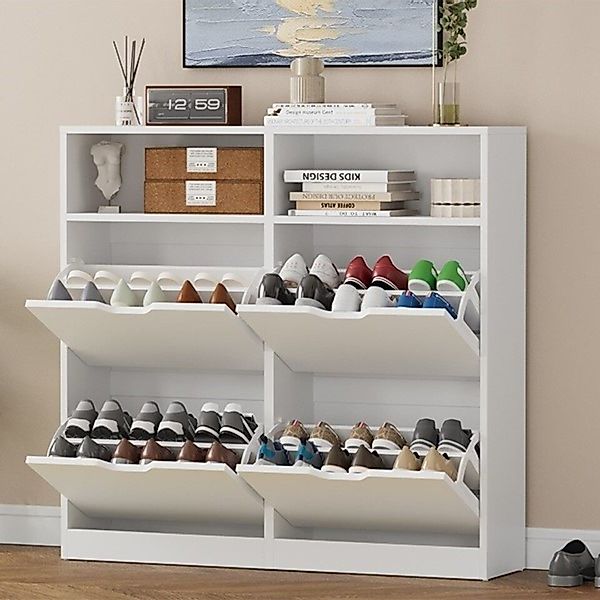 VOWNER Schuhschrank mit 4 Klappen, schmal, günstig online kaufen