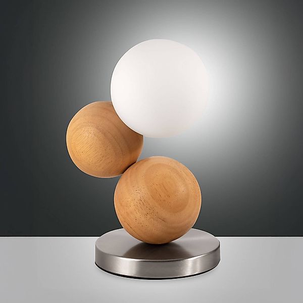 Tischleuchte Micky, holz hell/nickel, Holz, dimmbar, G9 günstig online kaufen