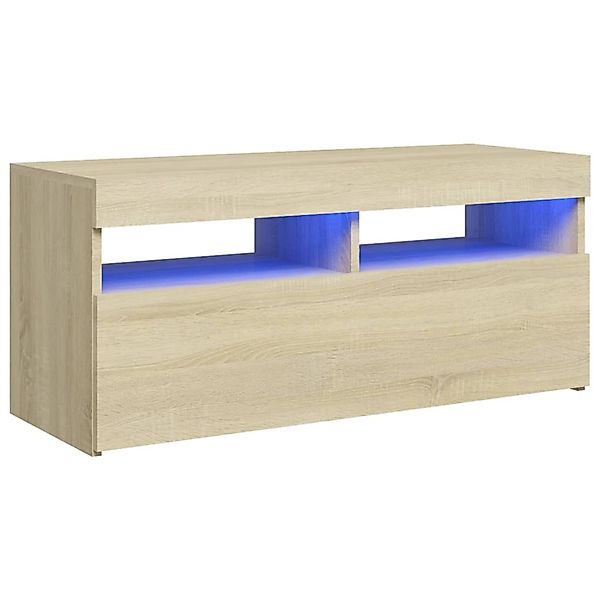 Tv-schrank Mit Led-leuchten Sonoma-eiche 90x35x40 Cm günstig online kaufen