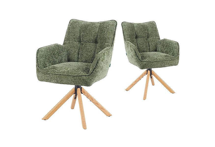 DUBI Möbel Polsterstuhl Mika-Ida 2er-Set, Federkern, Eiche geölt, 360° dreh günstig online kaufen