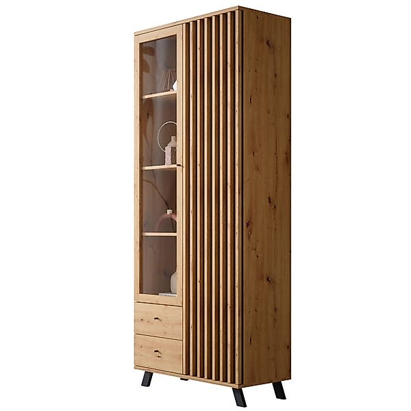 Newroom Vitrine Barea Wandpaneel Wildeiche Anthrazit günstig online kaufen