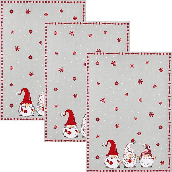 Kracht Geschirrtuch Geschirrtuch "Winterwichtel" 3er-Pack, Halbleinen günstig online kaufen