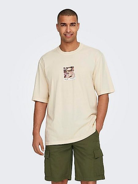 ONLY & SONS T-Shirt loose fit Rundhals Kurzarm Gummidruck ONSRAY OVZ WASHED günstig online kaufen