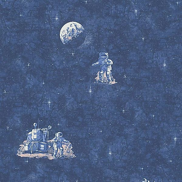 Bricoflor Astronauten Tapete Blau Papier Weltraumtapete für Kinderzimmer Bl günstig online kaufen