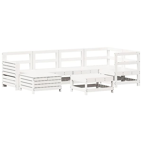 vidaXL 7-Tlg Garten-Sofagarnitur Weiß Massivholz Kiefer 3250917 günstig online kaufen