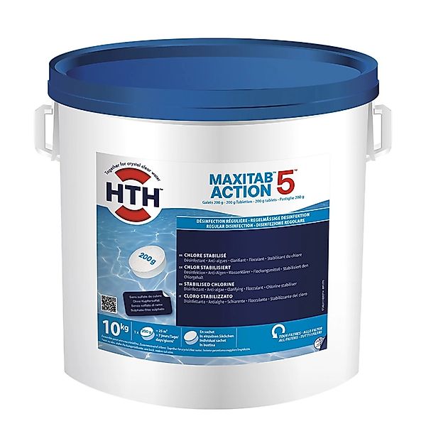 HTH 10 kg MaxiTab Action 5 Chlor Multifunktion 200g Tabletten Langsam Lösli günstig online kaufen