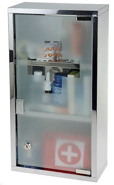 Spetebo Medizinschrank Edelstahl Medizinschrank mit Glastür - 48 x 25 cm günstig online kaufen