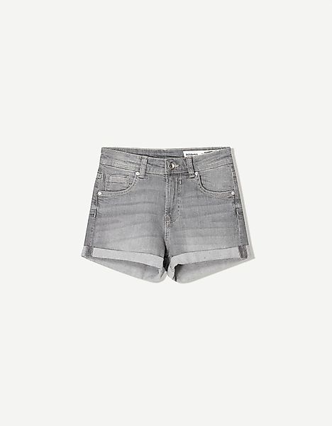 Bershka Jeansshorts Mit Roll-Up Damen 38 Grau günstig online kaufen