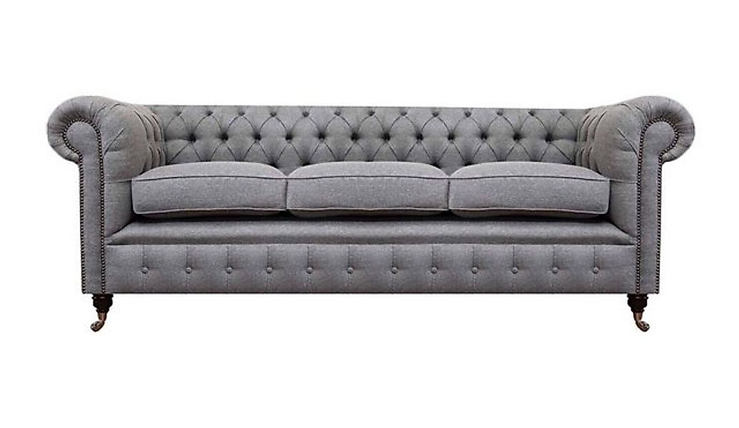 Xlmoebel Sofa Luxuriöses Drei-Sitzer Sofa in grauem Chesterfield-Stil aus S günstig online kaufen