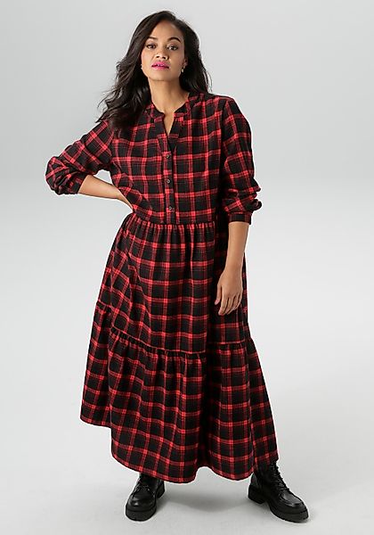 Aniston PLUS Karokleid, aus weicher Flanell mit Karo - NEUE KOLLEKTION günstig online kaufen