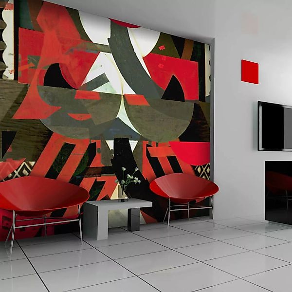 Fototapete - Rot & Co. - eine kubistische Abstraktion günstig online kaufen
