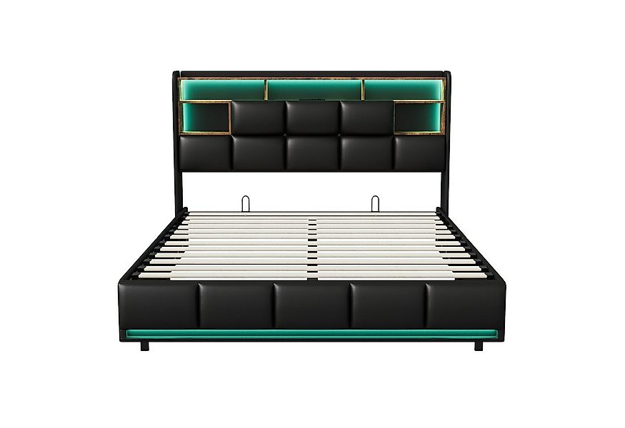 Gdood Polsterbett LED Doppelbett Stauraumbett (Hydraulisch hebbarer Staurau günstig online kaufen
