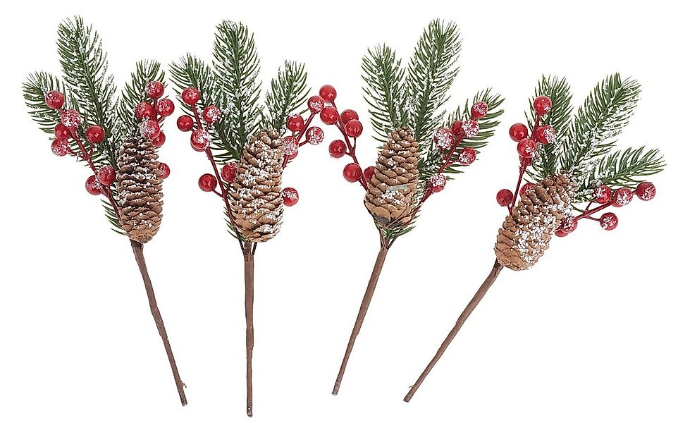Kunstzweig, VBS, 4 Stück, mit Beeren und Zapfen günstig online kaufen