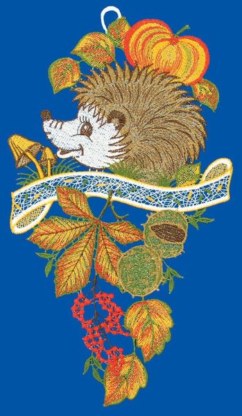 W. Reuter & Sohn - Plauener Spitze Fensterbild "Fensterbild "Herbstigel" fa günstig online kaufen