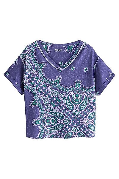 Next V-Shirt Kurzarm-T-Shirt mit V-Ausschnitt und Leinenoptik (1-tlg) günstig online kaufen