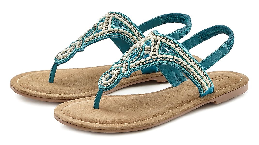 LASCANA Zehentrenner Sandale, Pantolette mit Perlen günstig online kaufen