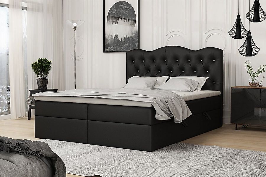 Fun Möbel Boxspringbett Schlafzimmerbett LODOS (inkl. Topper und Bettkästen günstig online kaufen