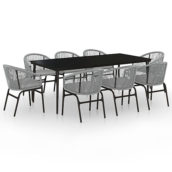 vidaXL Garten-Essgruppe 9-tlg. Garten-Essgruppe Grau, (8-tlg) günstig online kaufen