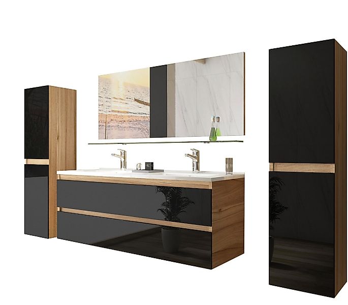 Homeline Doppelwaschtisch Kaiser Doppelwaschtisch doppelwaschbecken Eiche / günstig online kaufen