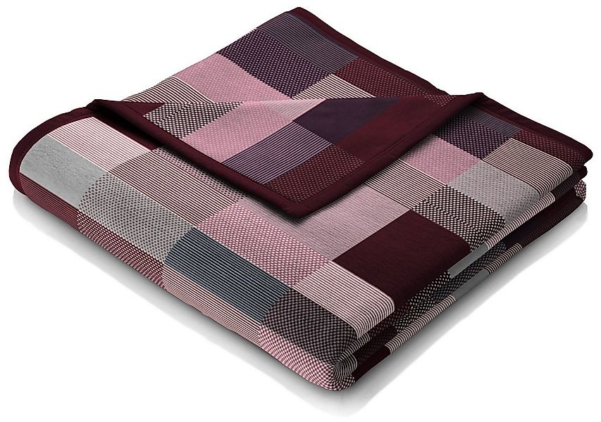 Wohndecke Color Squares berry, rosa karierte Sofadecke in 150x200 cm, Biede günstig online kaufen