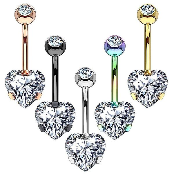 Taffstyle Bauchnabelpiercing Piercing Chirurgenstahl Kristall Herz, günstig online kaufen