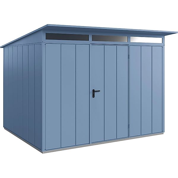 Hörmann Gerätehaus Elegant mit Pultdach Typ 3 RAL5014 Taubenblau Einzeltür günstig online kaufen
